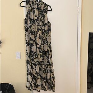 White House Black Market Black and Cream Floral Maxi Dress